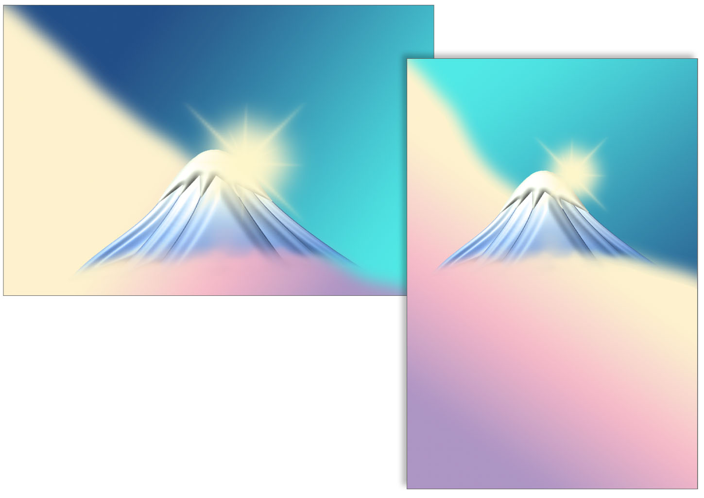 富士山と初日の出の背景イラスト23無料の年賀状 Illust 91 年賀状23無料テンプレート 卯 うさぎ おしゃれデザインの年賀状でざいんばんく