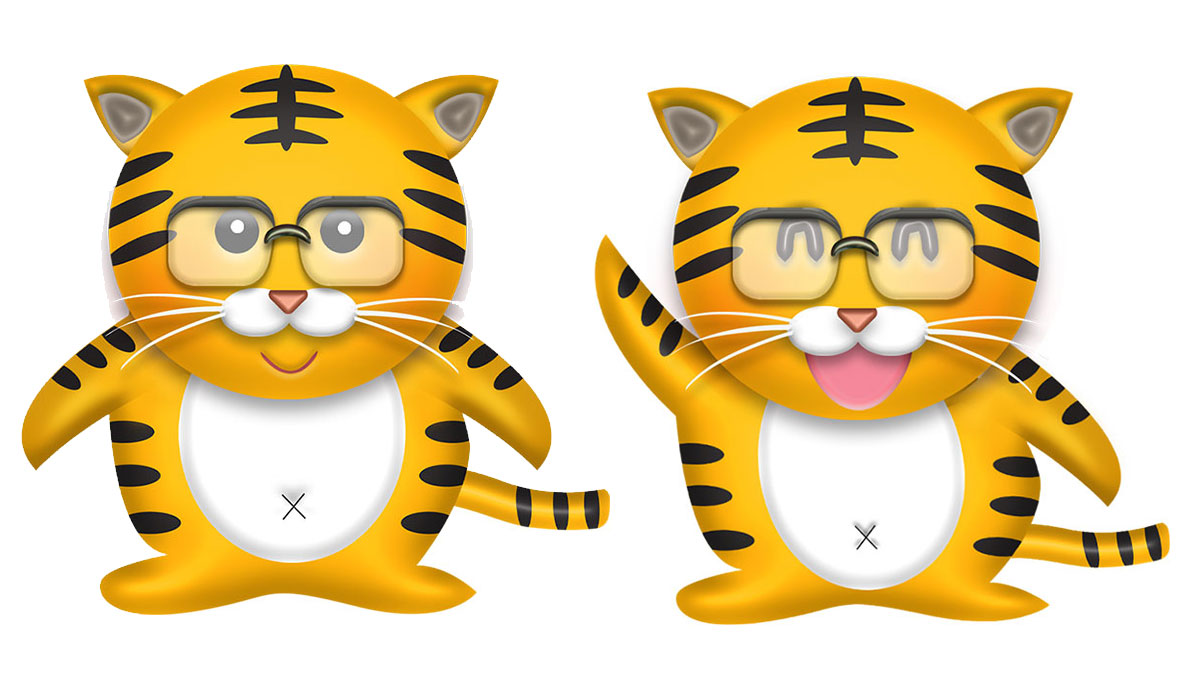 メガネをかけた可愛い虎のイラスト 年賀状 22無料ダウンロード デザイン令和4年 とら 寅年 年賀状でざいんばんく